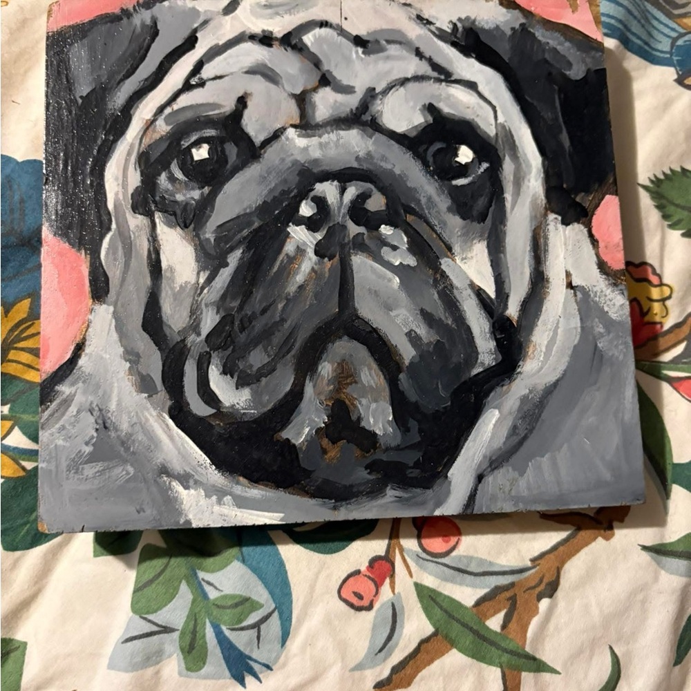Pug Dog wood Art